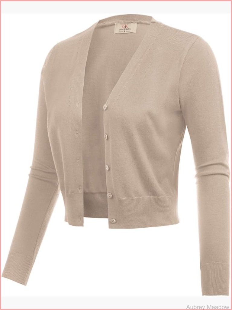 Open Front Cropped Bolero Shrug Cardigan Sweater Long Sleeve